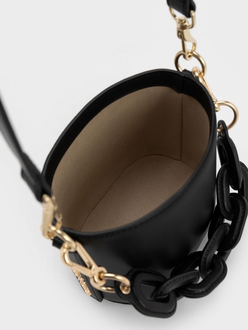 bucket bags Charles And Keith Catena μαυρα | 25896-DMNT