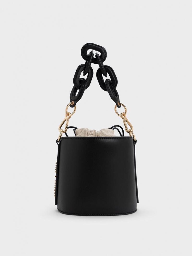 bucket bags Charles And Keith Catena μαυρα | 25896-DMNT