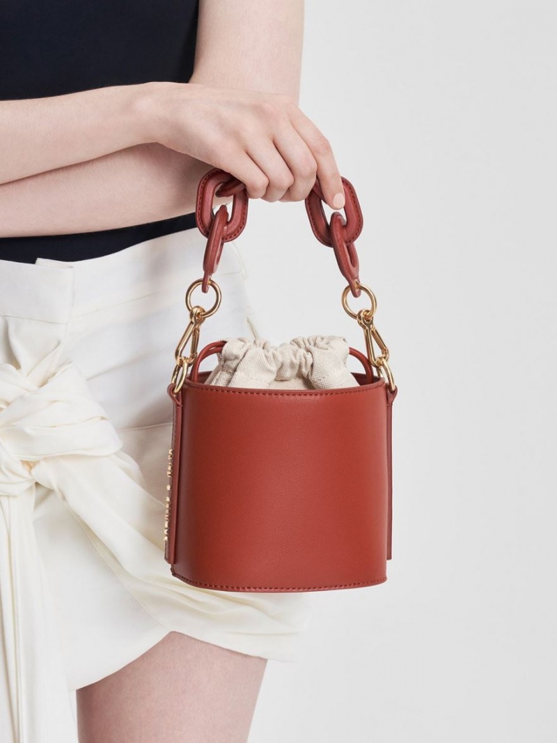 bucket bags Charles And Keith Catena σκούρο κοκκινα | 16934-GDBQ