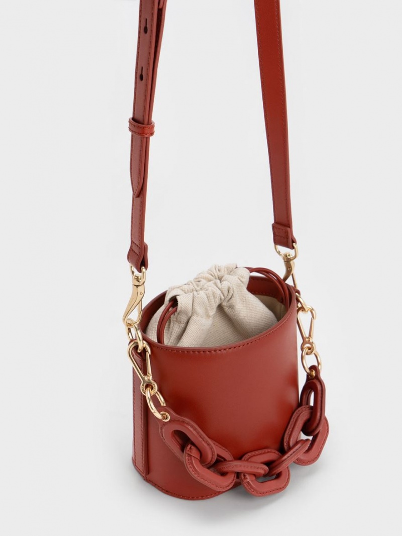 bucket bags Charles And Keith Catena σκούρο κοκκινα | 16934-GDBQ