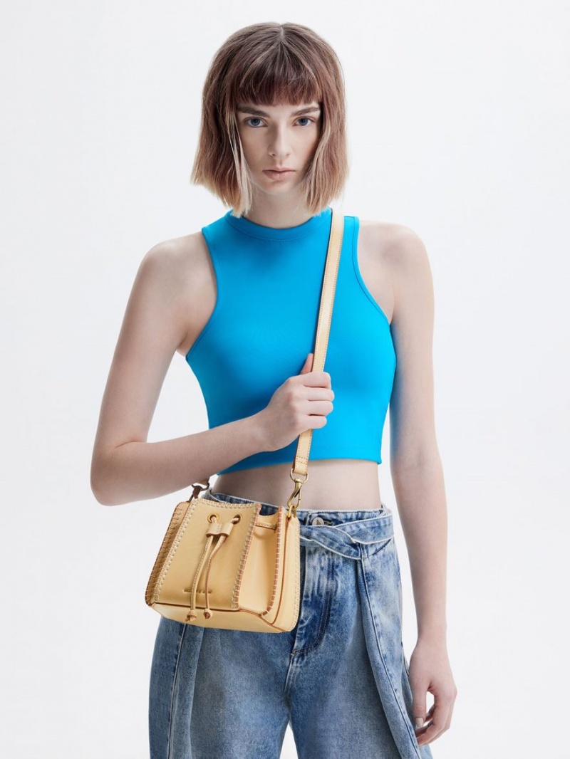 bucket bags Charles And Keith Circe Stitch-Trim Μπεζ | 14375-BNRS