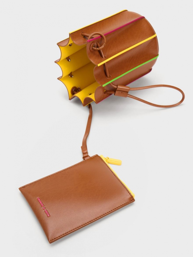 bucket bags Charles And Keith Clove Top Handle καφε | 10836-LTBJ