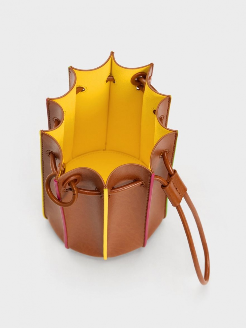 bucket bags Charles And Keith Clove Top Handle καφε | 10836-LTBJ