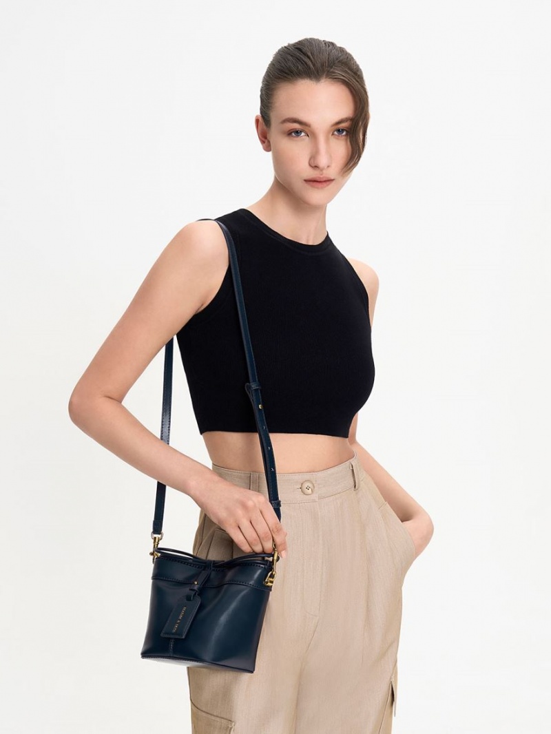 bucket bags Charles And Keith Cordele σκουρο μπλε | 19023-DQYT