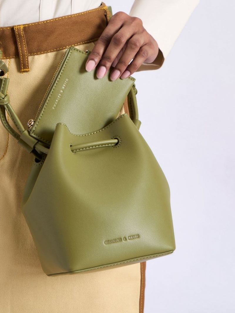 bucket bags Charles And Keith Cube Knotted Ελιά | 34769-ARXL