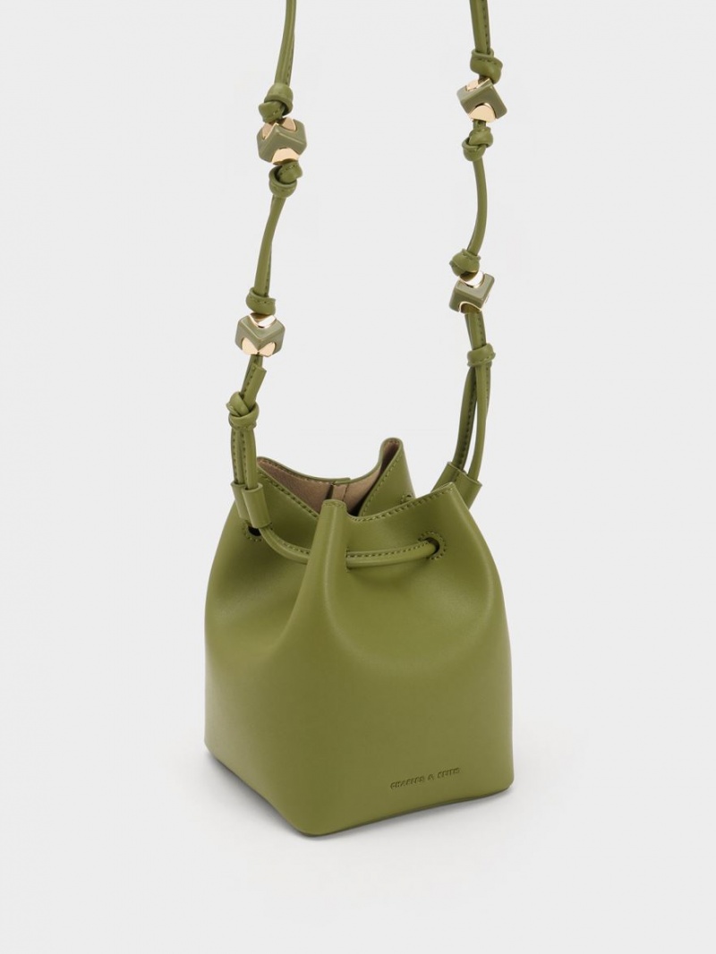 bucket bags Charles And Keith Cube Knotted Ελιά | 34769-ARXL
