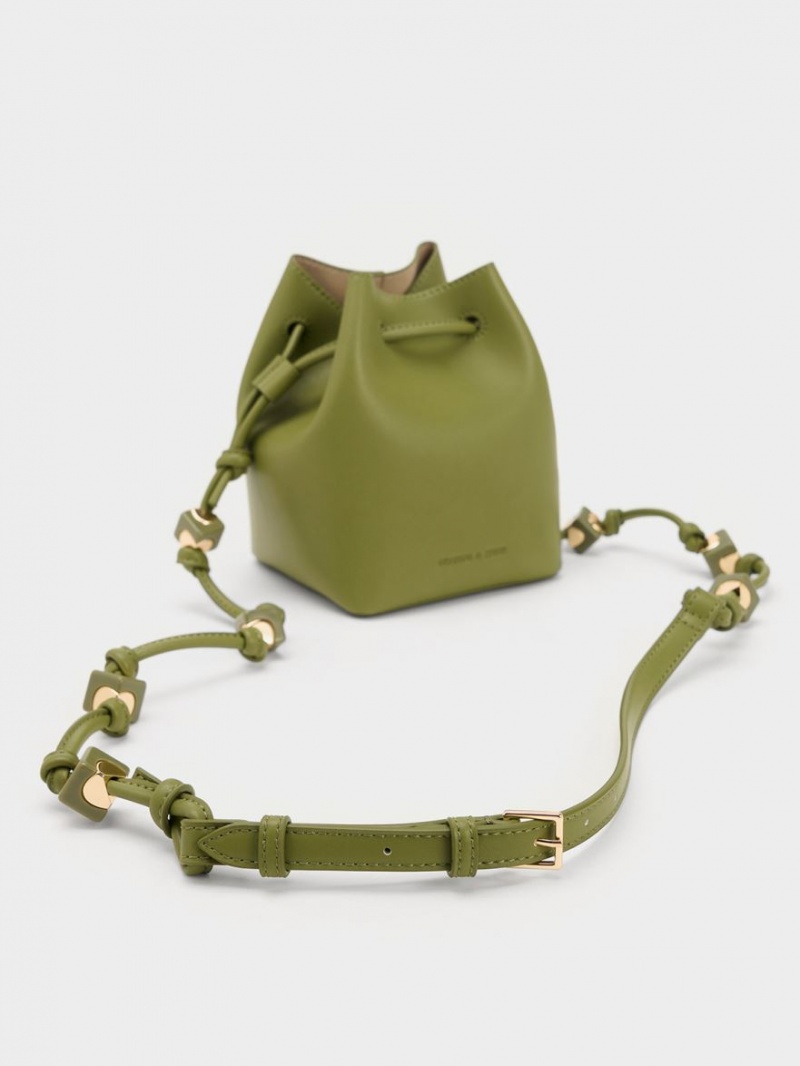 bucket bags Charles And Keith Cube Knotted Ελιά | 34769-ARXL