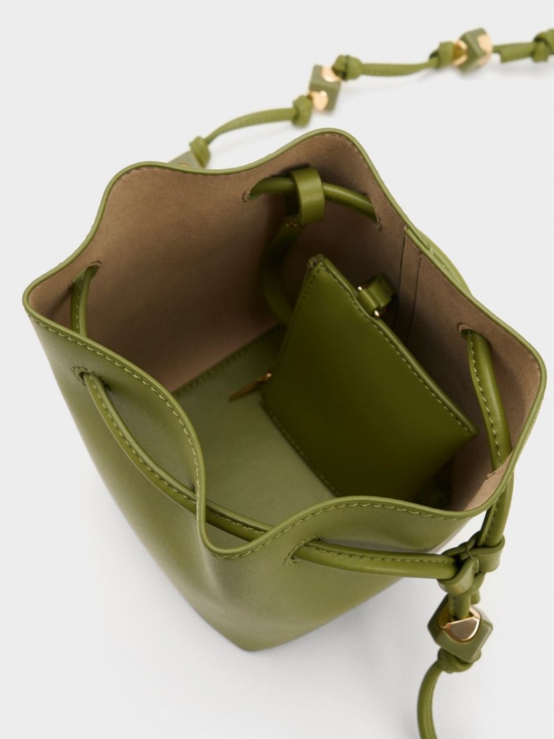 bucket bags Charles And Keith Cube Knotted Ελιά | 34769-ARXL