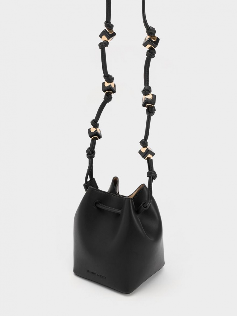 bucket bags Charles And Keith Cube Knotted μαυρα | 58463-PBOE