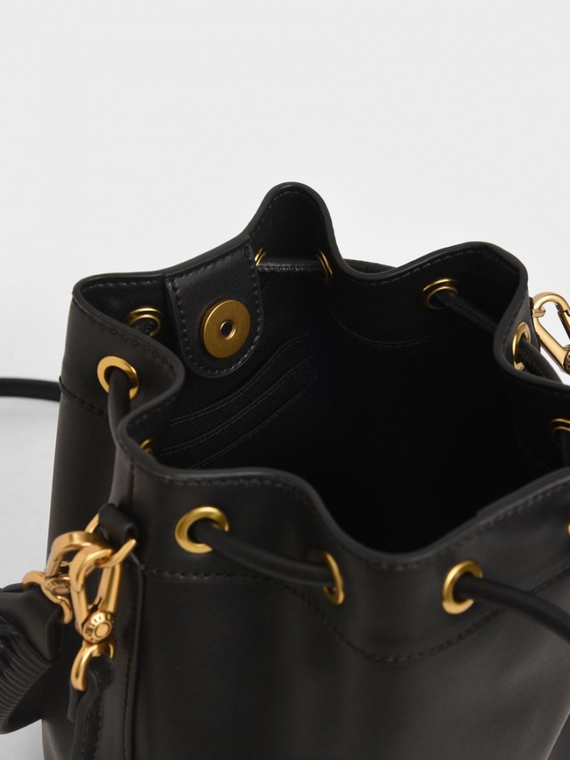 bucket bags Charles And Keith Drawstring μαυρα | 42639-YJVL