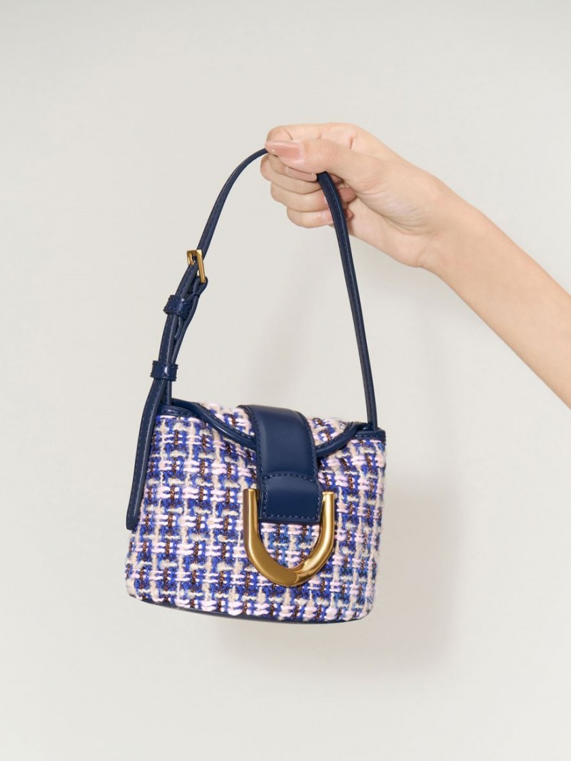 bucket bags Charles And Keith Gabine Tweed σκουρο μπλε | 94508-OMRS