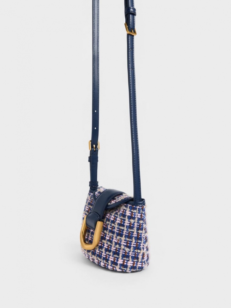 bucket bags Charles And Keith Gabine Tweed σκουρο μπλε | 94508-OMRS