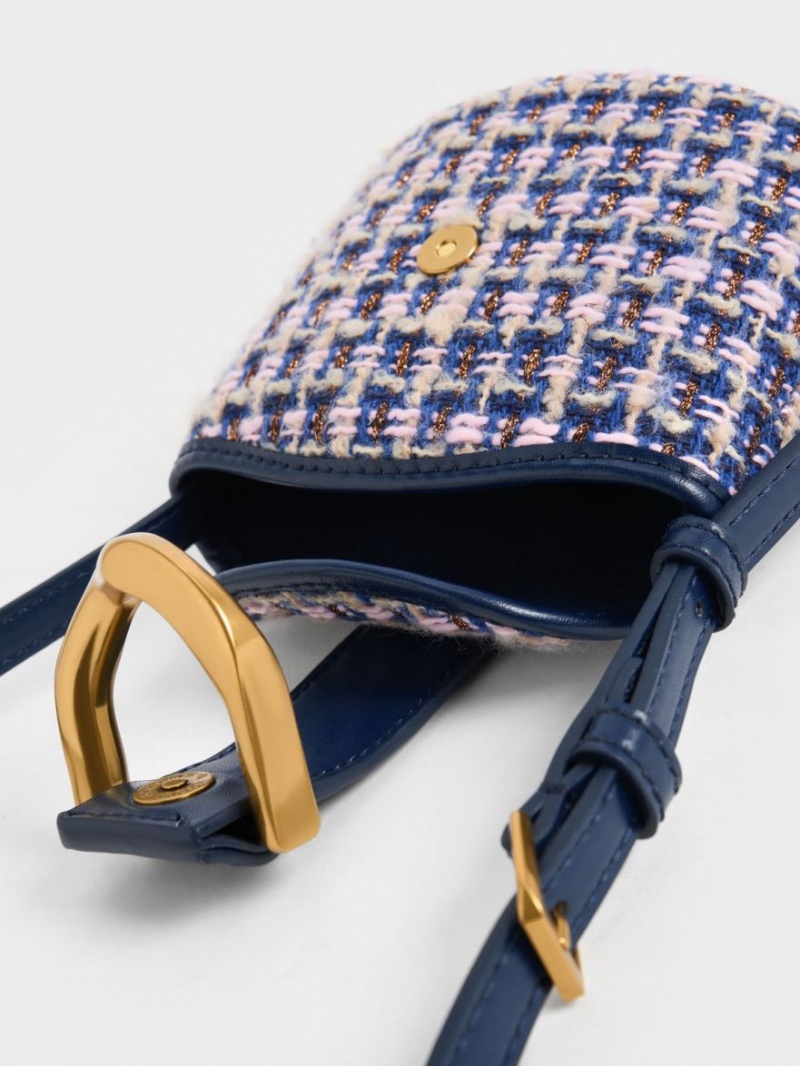 bucket bags Charles And Keith Gabine Tweed σκουρο μπλε | 94508-OMRS