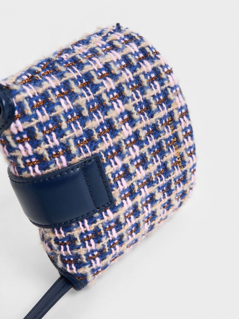 bucket bags Charles And Keith Gabine Tweed σκουρο μπλε | 94508-OMRS