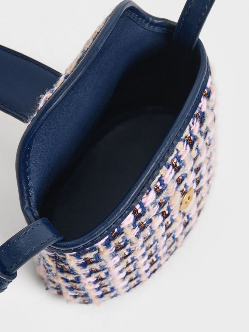 bucket bags Charles And Keith Gabine Tweed σκουρο μπλε | 94508-OMRS