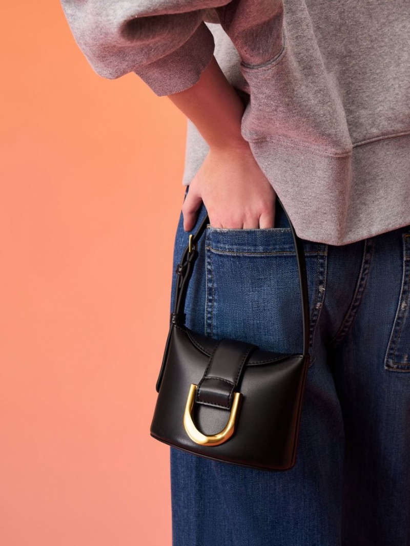 bucket bags Charles And Keith Gabine μαυρα | 27495-AGXQ