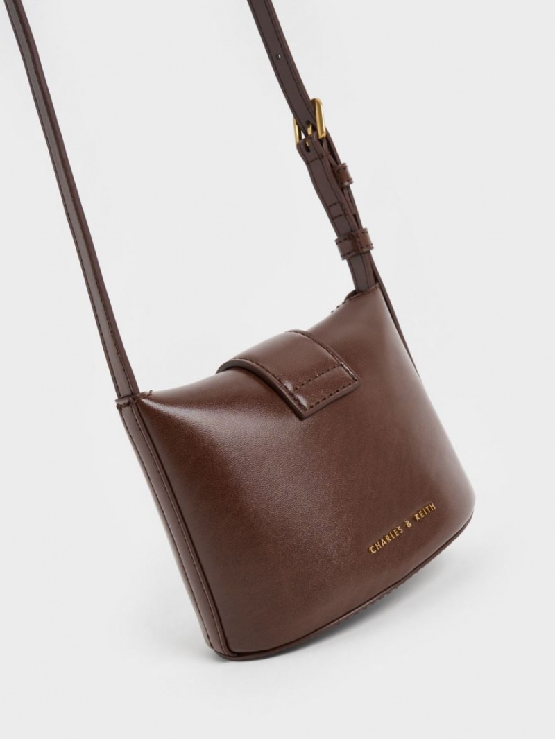 bucket bags Charles And Keith Gabine σοκολάτα | 26154-OWHV