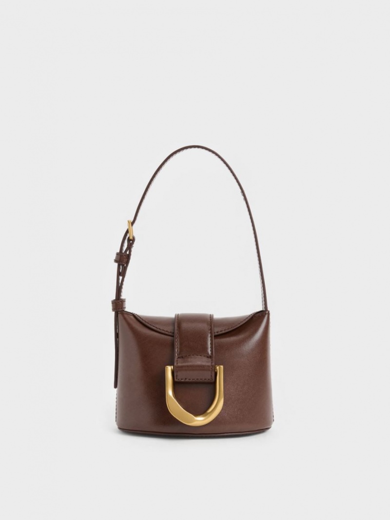 bucket bags Charles And Keith Gabine σοκολάτα | 26154-OWHV
