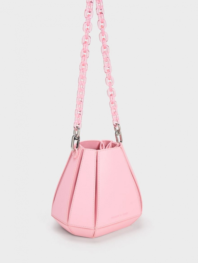 bucket bags Charles And Keith Geometric Structured ανοιχτο ροζ | 10682-HCAL