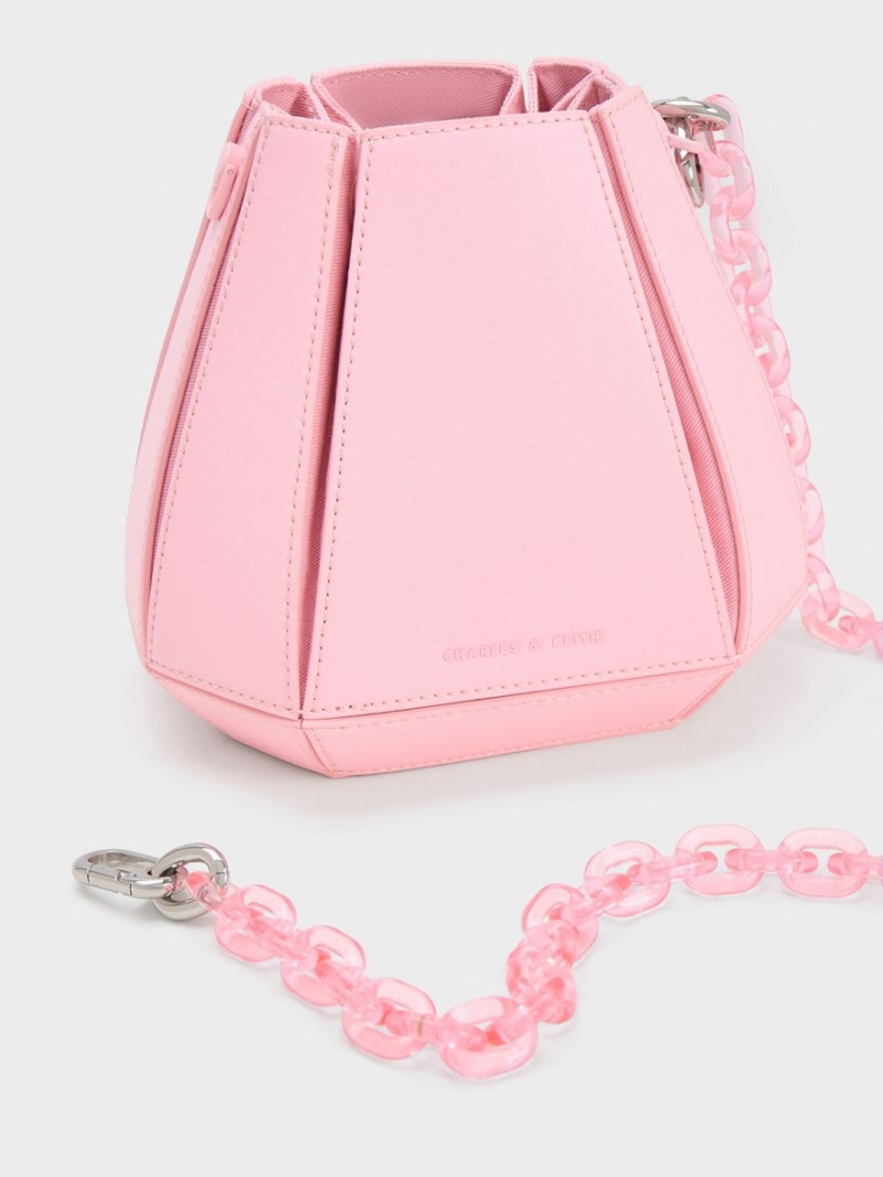 bucket bags Charles And Keith Geometric Structured ανοιχτο ροζ | 10682-HCAL