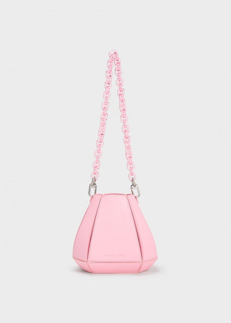 bucket bags Charles And Keith Geometric Structured ανοιχτο ροζ | 10682-HCAL