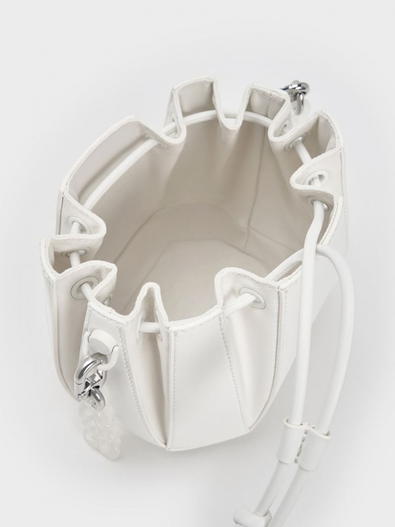 bucket bags Charles And Keith Geometric Structured ασπρα | 73120-CHLZ