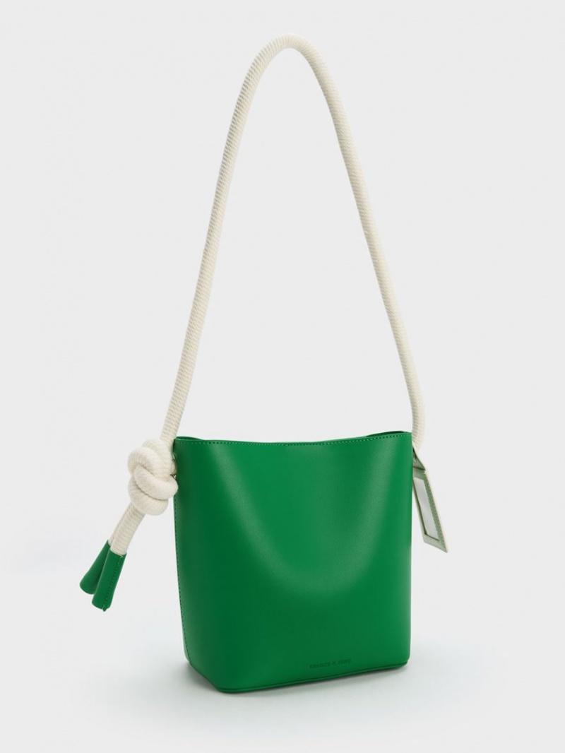 bucket bags Charles And Keith Gwiana Knotted πρασινο | 31085-ADUX