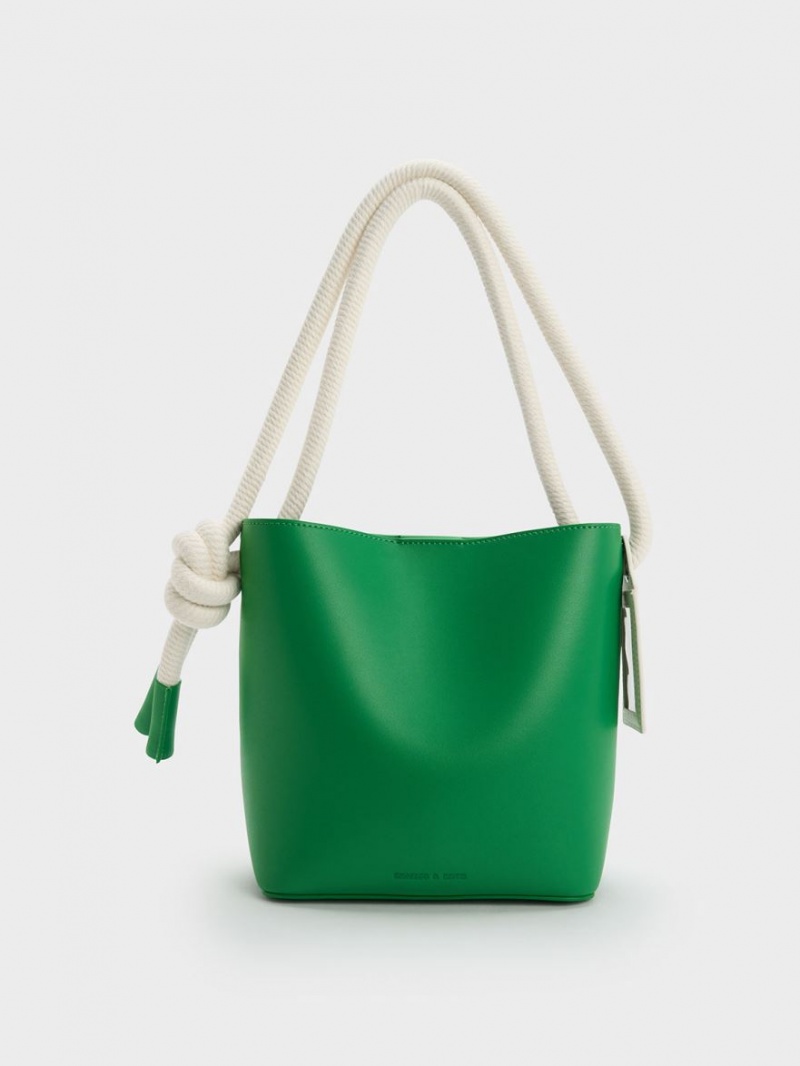 bucket bags Charles And Keith Gwiana Knotted πρασινο | 31085-ADUX