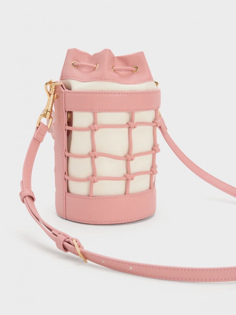 bucket bags Charles And Keith Heart Motif Caged ροζ | 18203-MKDC