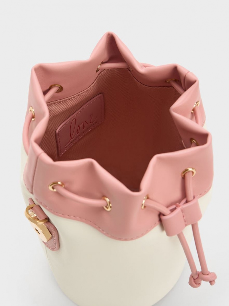 bucket bags Charles And Keith Heart Motif Caged ροζ | 18203-MKDC