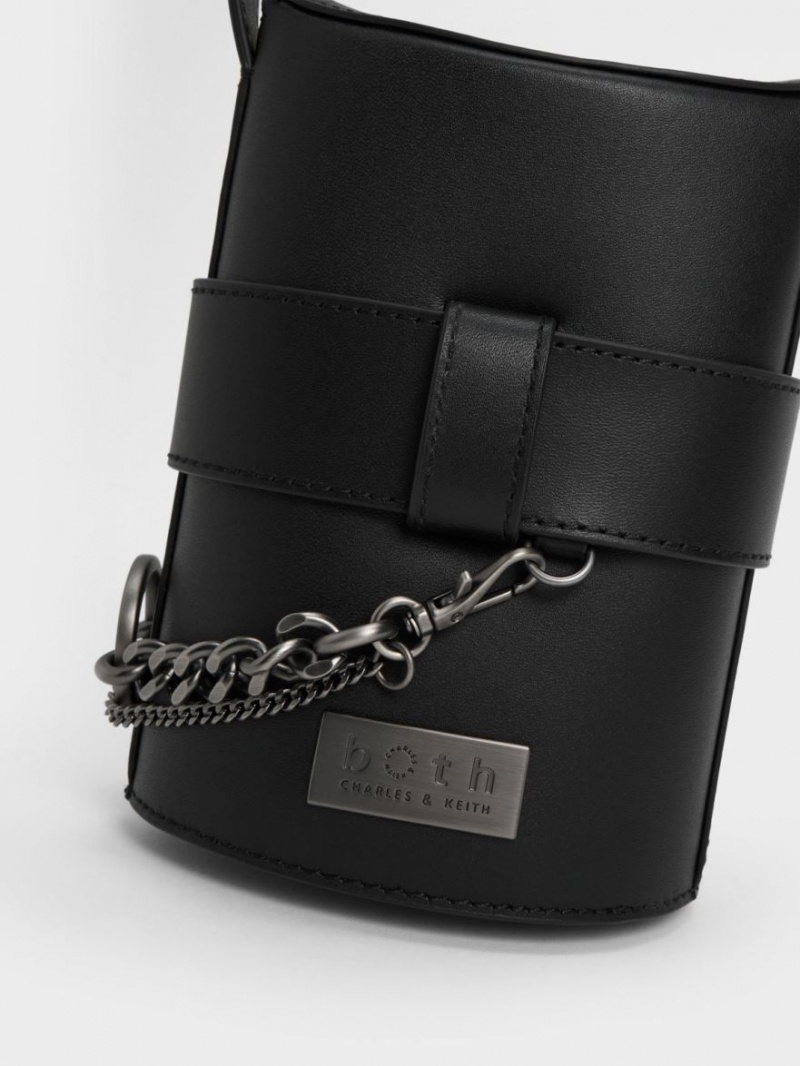 bucket bags Charles And Keith Jules δερματινα Belted μαυρα | 50492-ORAT