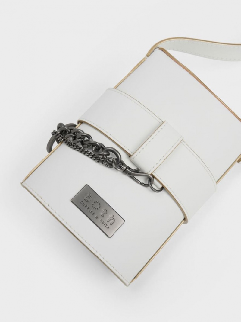 bucket bags Charles And Keith Jules δερματινα Belted ασπρα | 07241-MPGY