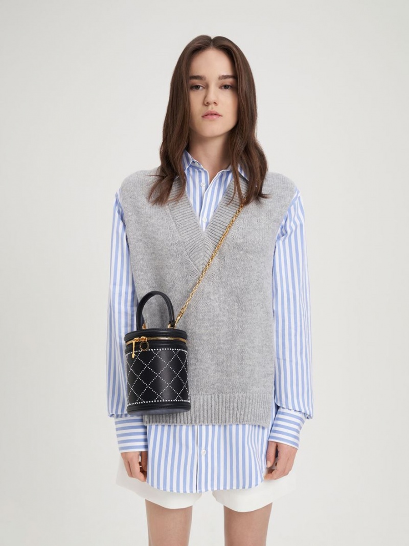 bucket bags Charles And Keith Marietta Bead-Embellished μαυρα | 78590-NQSY