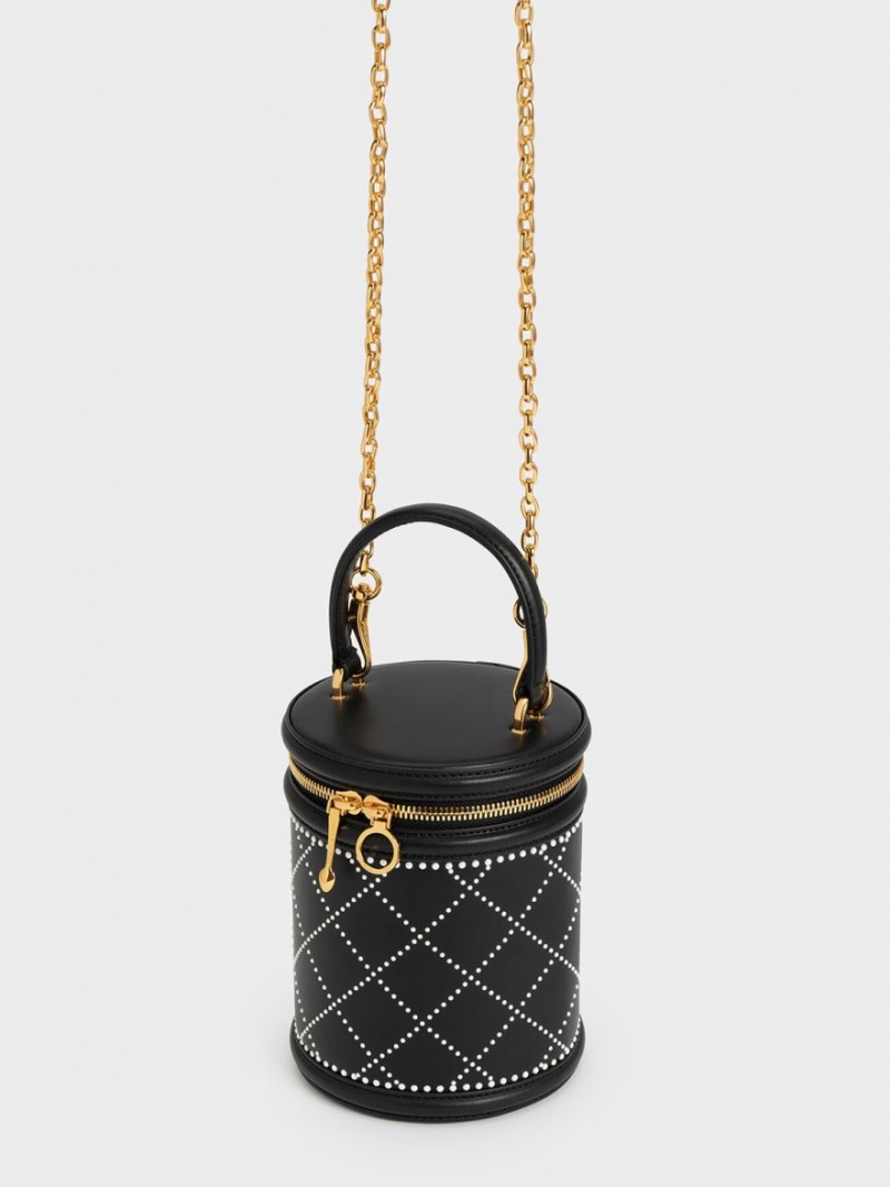 bucket bags Charles And Keith Marietta Bead-Embellished μαυρα | 78590-NQSY