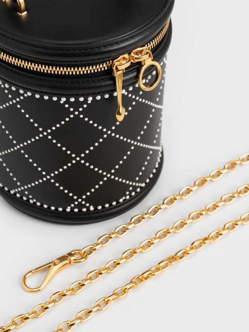 bucket bags Charles And Keith Marietta Bead-Embellished μαυρα | 78590-NQSY