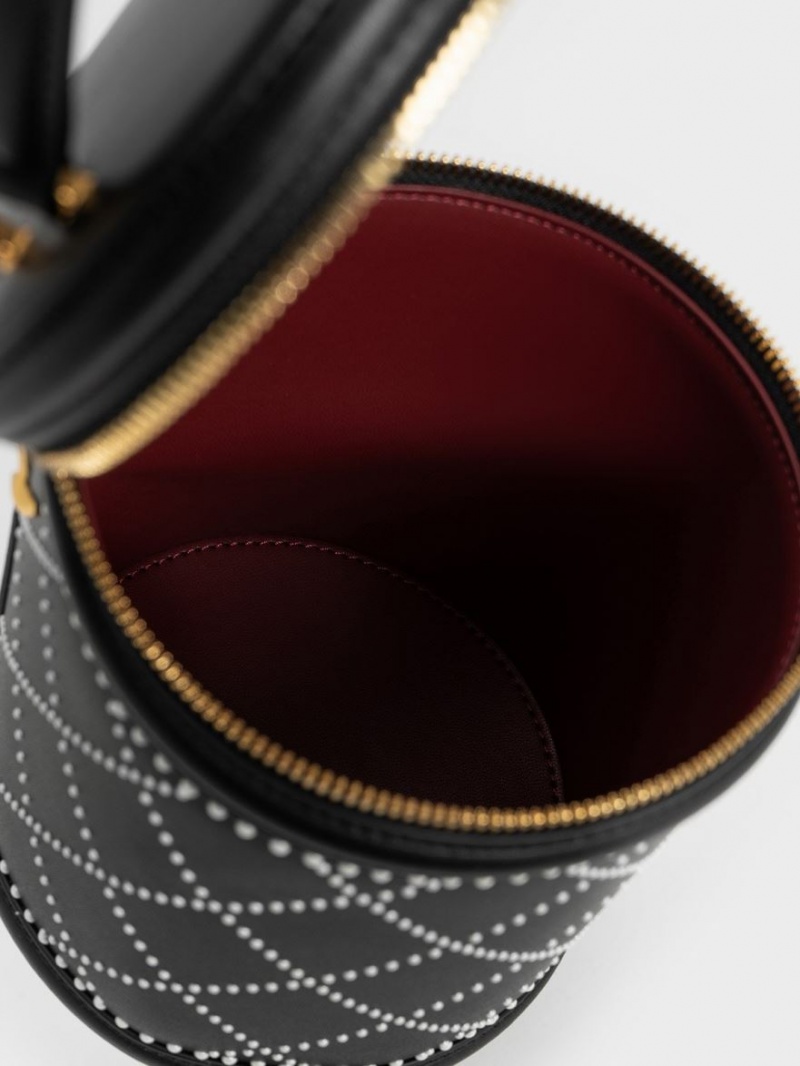 bucket bags Charles And Keith Marietta Bead-Embellished μαυρα | 78590-NQSY