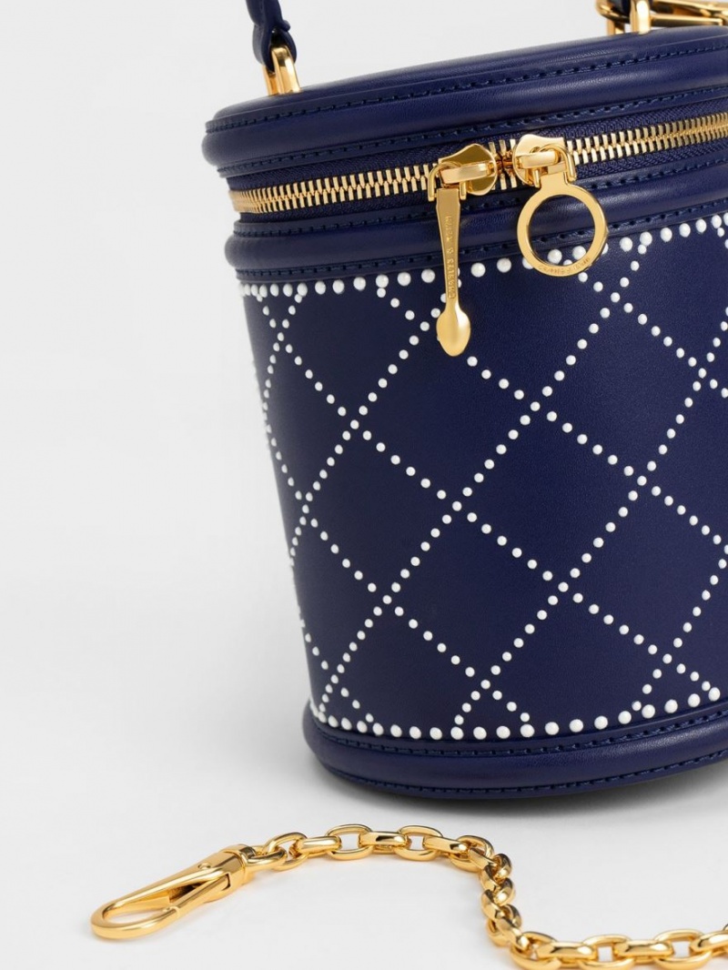 bucket bags Charles And Keith Marietta Bead-Embellished σκουρο μπλε | 26973-CXOE