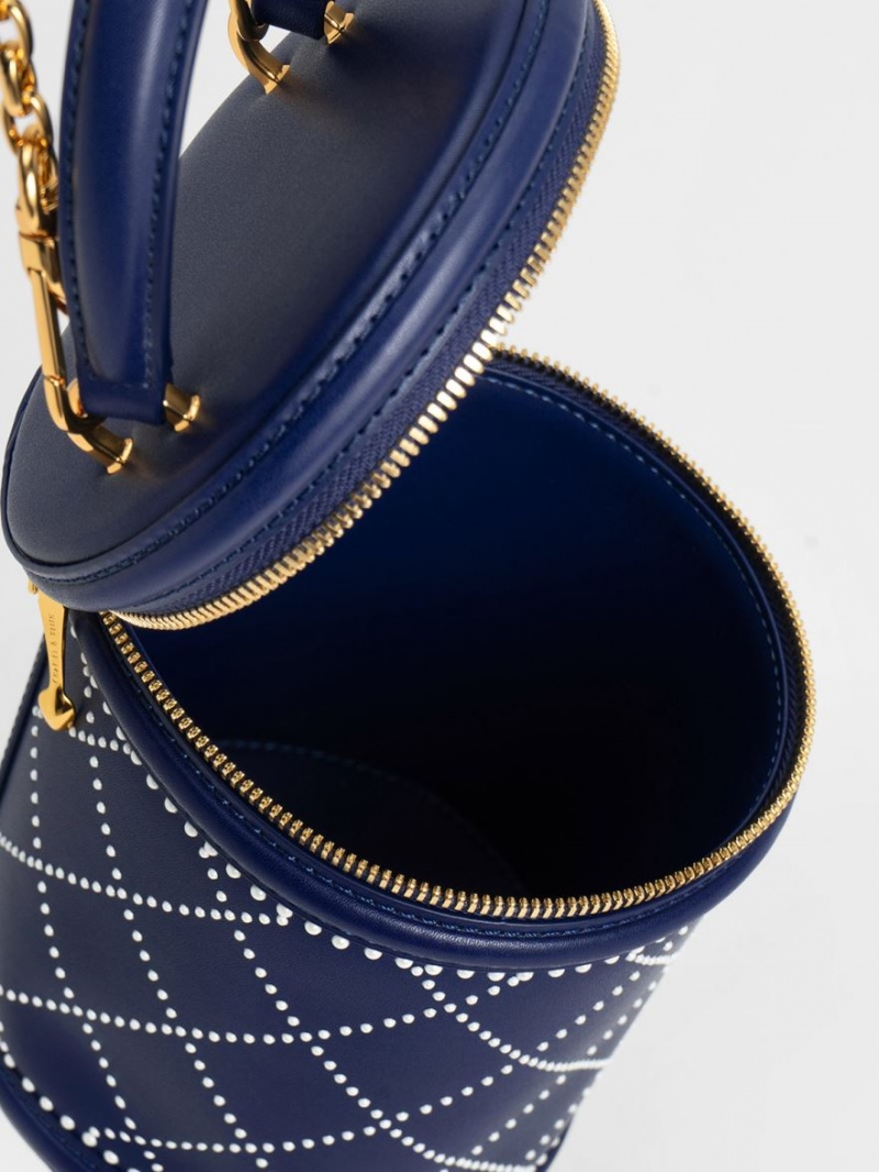 bucket bags Charles And Keith Marietta Bead-Embellished σκουρο μπλε | 26973-CXOE