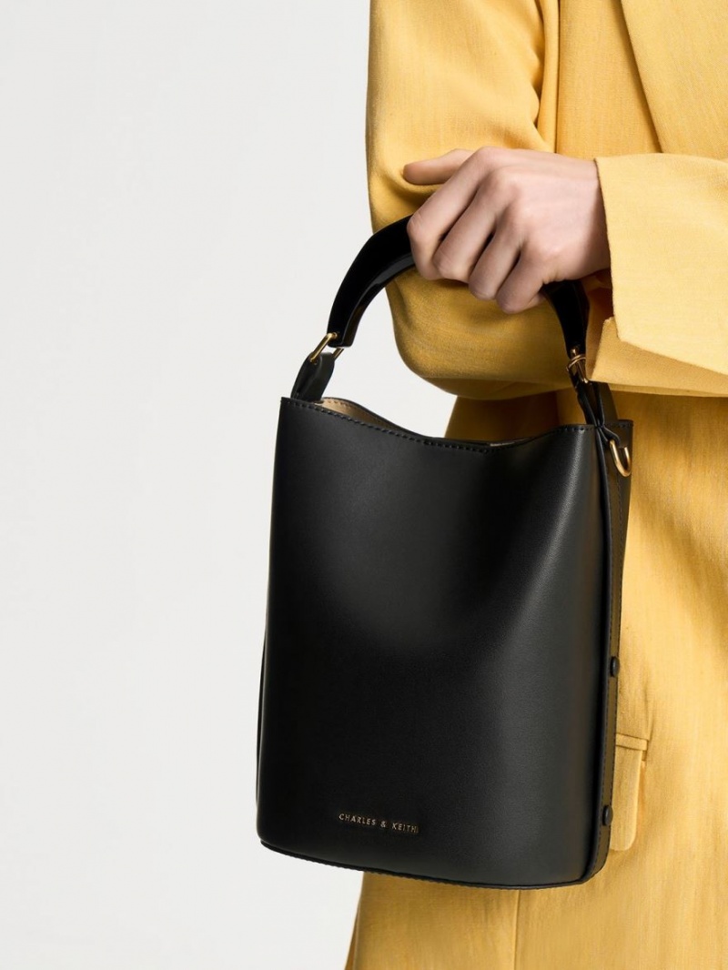bucket bags Charles And Keith Marlin Acrylic Handle μαυρα | 31487-BEOG