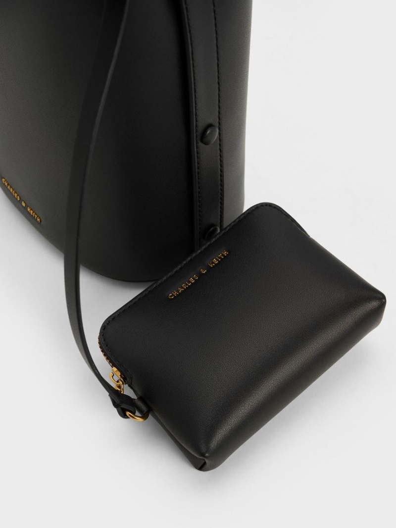 bucket bags Charles And Keith Marlin Acrylic Handle μαυρα | 31487-BEOG