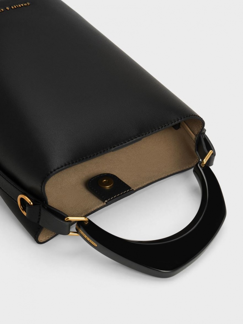 bucket bags Charles And Keith Marlin Acrylic Handle μαυρα | 31487-BEOG