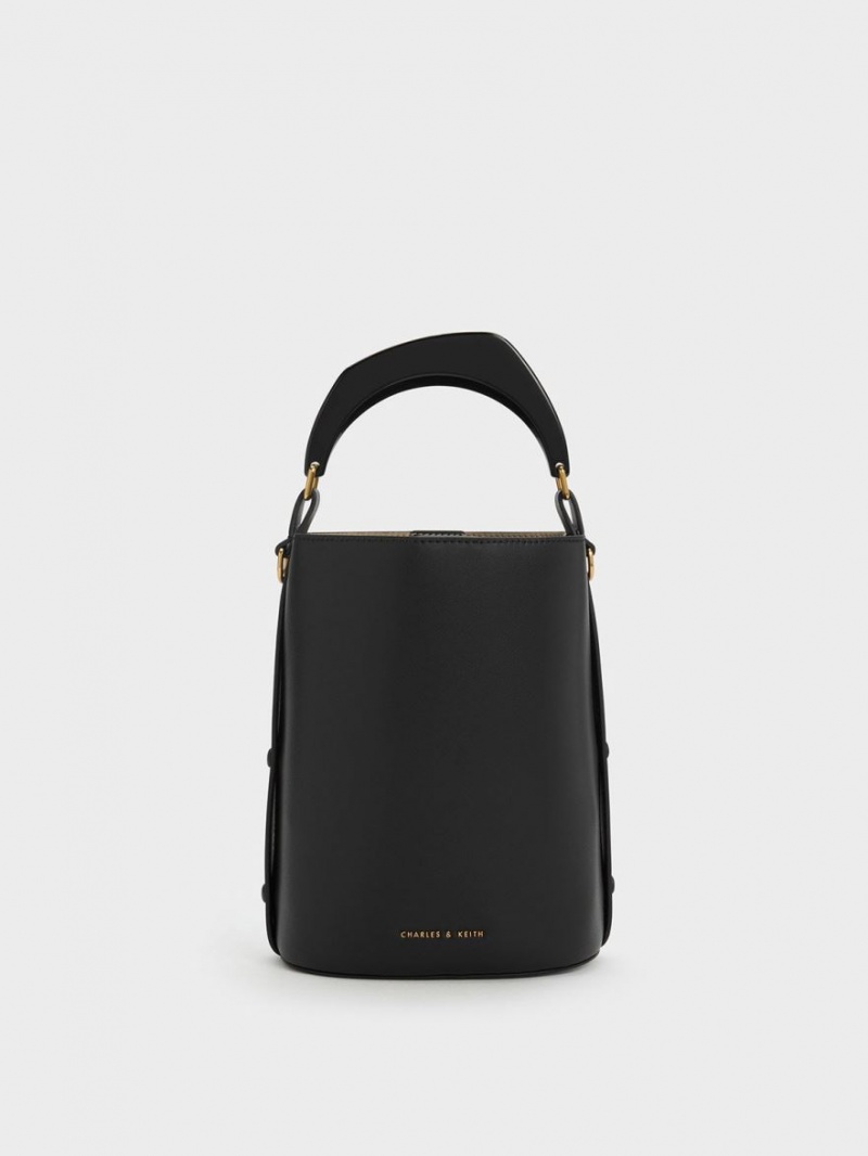 bucket bags Charles And Keith Marlin Acrylic Handle μαυρα | 31487-BEOG