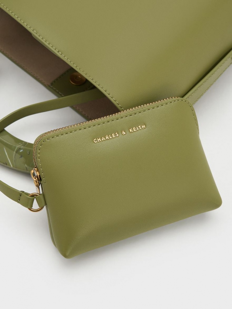 bucket bags Charles And Keith Marlin Acrylic Handle Ελιά | 68205-JPEL