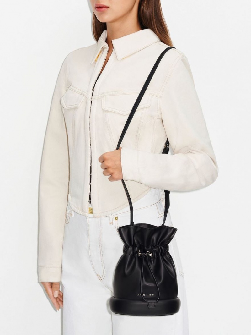 bucket bags Charles And Keith Shiloh Drawstring μαυρα | 60328-KZWR