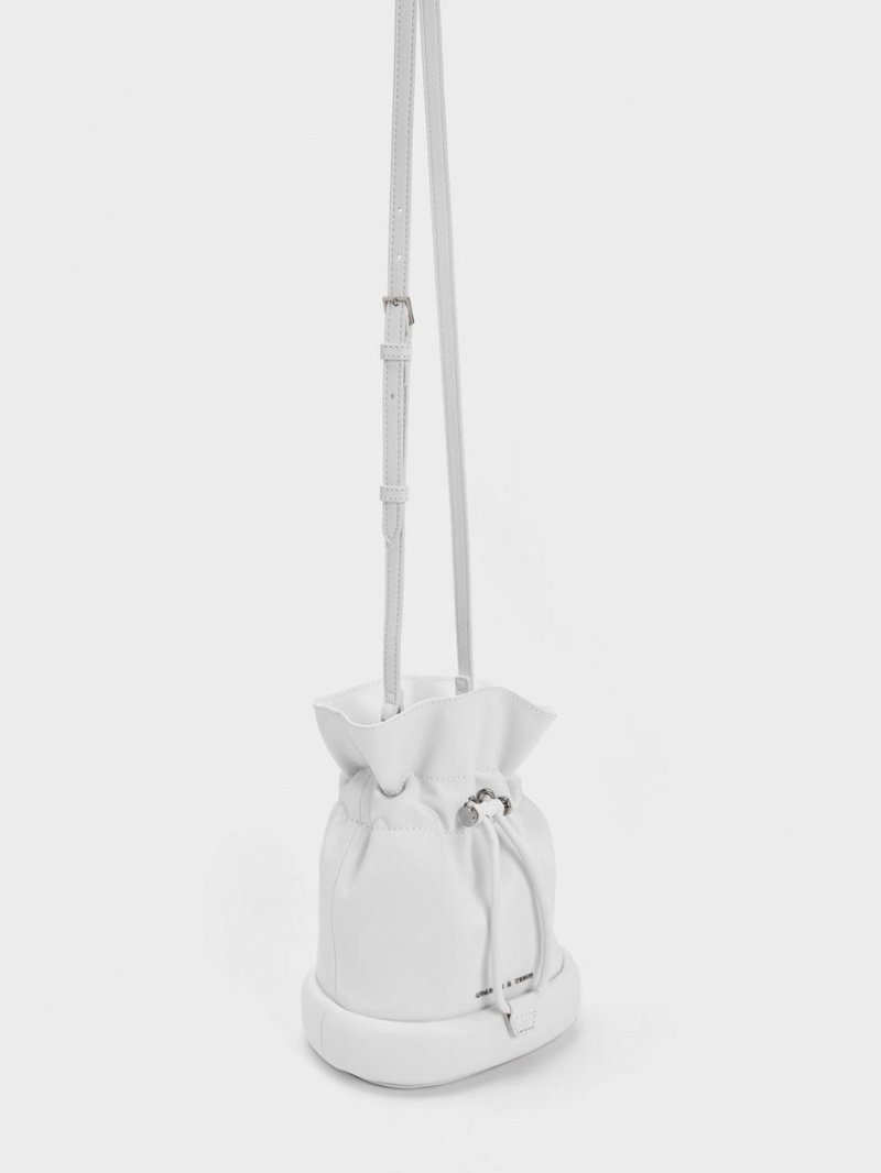 bucket bags Charles And Keith Shiloh Drawstring ασπρα | 92346-NUVJ