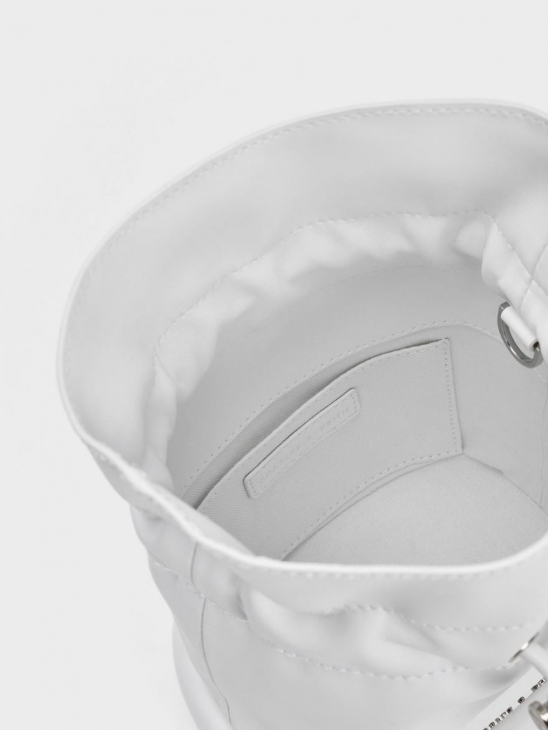 bucket bags Charles And Keith Shiloh Drawstring ασπρα | 92346-NUVJ
