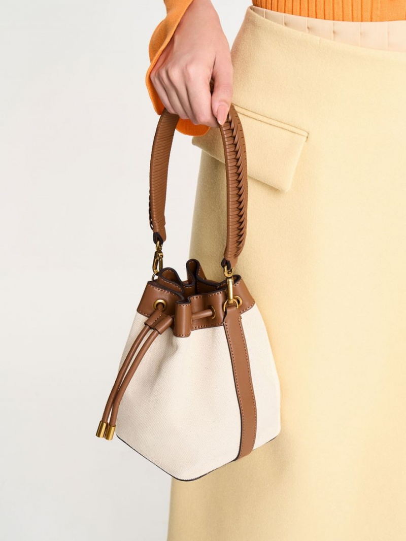 bucket bags Charles And Keith καμβα Drawstring καφε | 85320-YOJH