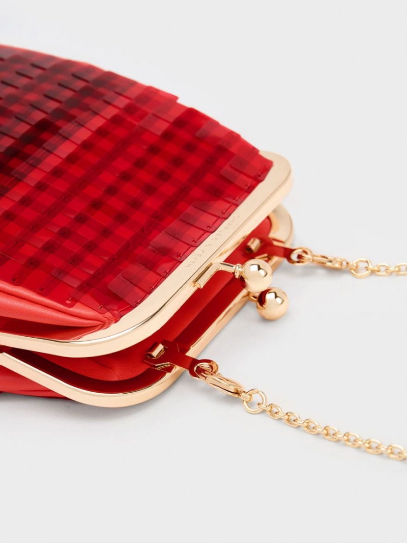 pouches Charles And Keith Disc-Embellished Chain Handle κοκκινα | 48097-LJEI