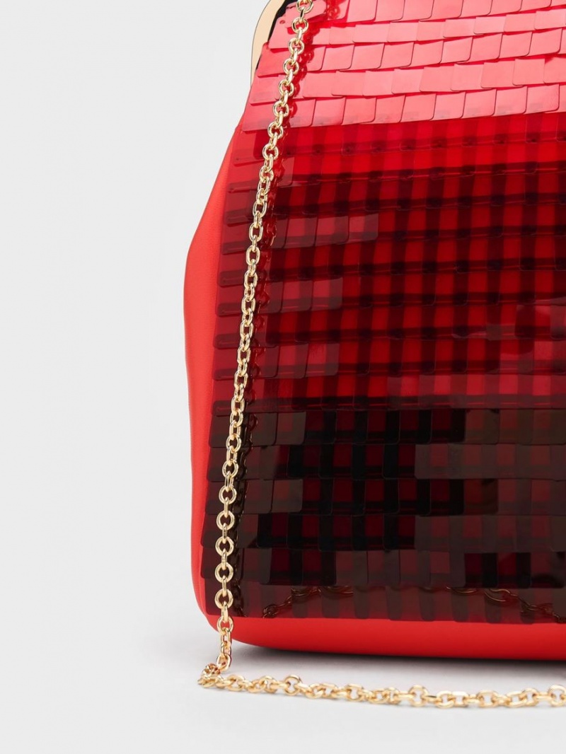 pouches Charles And Keith Disc-Embellished Chain Handle κοκκινα | 48097-LJEI