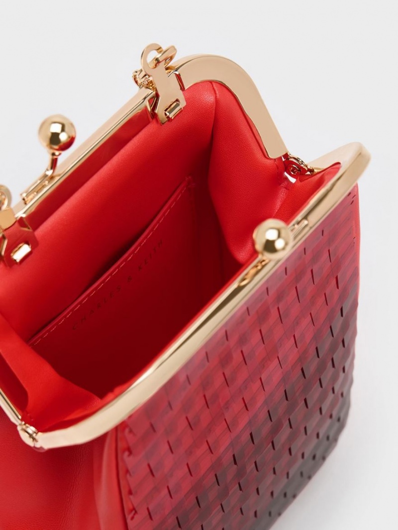 pouches Charles And Keith Disc-Embellished Chain Handle κοκκινα | 48097-LJEI